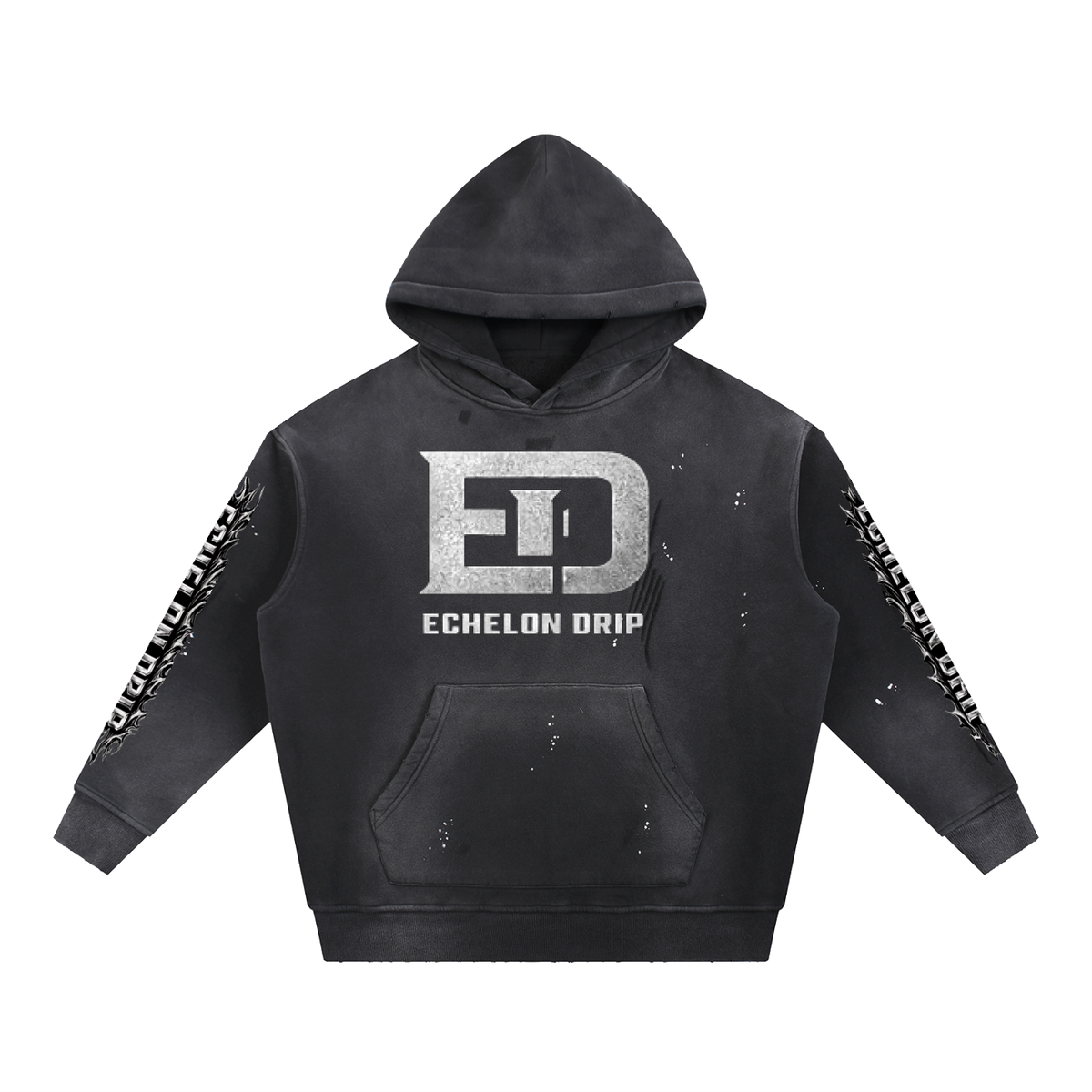 Vintage Washed Frayed Fleece Hoodie