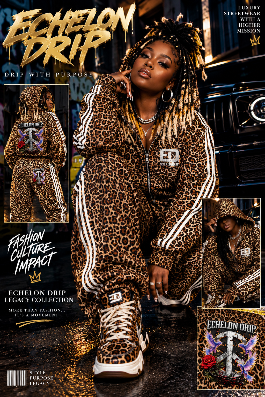 Unisex Leopard Full Zip Hoodie